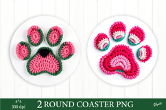 Dog Christmas Coaster PNG, Crochet Paw Coaster PNG Product Image 1