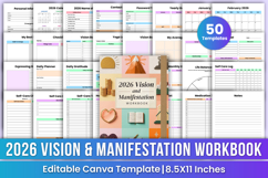 2026 Vision &amp; Manifestation Workbook Canva Templates Product Image 1