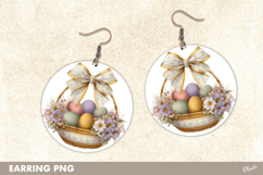 Easter Earrings with Leather Texture Sublimation PNG Product Image 1