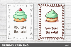 Birthday Greeting Card PNG. Cute Kawaii Card Product Image 1