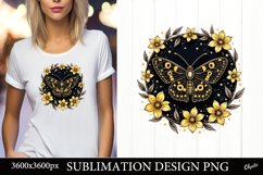 Lunar Moth Sublimation Design. Gold Moth Sublimation PNG Product Image 1