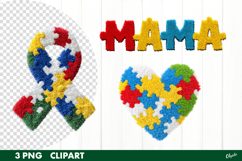 Faux Yarn Autism Sublimation, Autism Clipart PNG Product Image 1