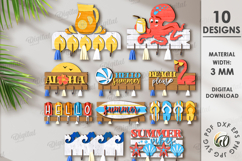 Summer Towel Racks Bundle Laser Cut. Summer Wall Hanging SVG Product Image 1