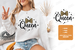Queen SVG - Leopard Print Bow Cheetah Pattern Shirt Design Product Image 3