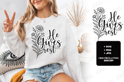 He Gives Rest Matthew 11:28 Bible Verse Shirt Design Product Image 3