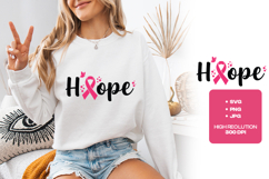 Hope SVG - Breast Cancer Awareness Pink Ribbon Butterfly Art Product Image 1