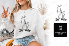 Best Father SVG Walking Hand in Hand Line Art Design PNG Product Image 2