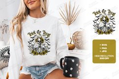 Trick Or Treat SVG - Sunflower Skeleton Rock On Cut File Product Image 1