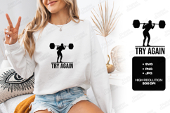 Try Again Motivational Gym Lifting Quote SVG Product Image 3