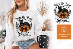 Trick Or Treat SVG - Halloween Black Cat Pumpkin Cut File Product Image 2