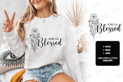 Blessed Floral Quote SVG Design Christian Art Product Image 3