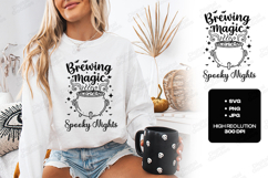 Brewing Magic SVG - Spooky Nights Witch Cauldron Cut File Product Image 1