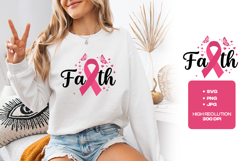 Faith SVG - Breast Cancer Awareness Pink Ribbon Butterfly Product Image 2