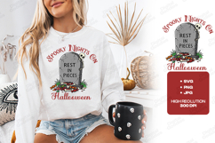 Rest In Pieces SVG - Spooky Nights Halloween Tombstone File Product Image 1