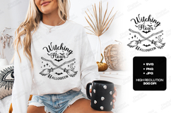 Witching Hour SVG - Halloween Crossed Broomsticks Cut File Product Image 1