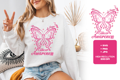 Warrior of Hope SVG - Breast Cancer Butterfly Awareness Art Product Image 3
