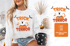 Trick Terror SVG - Halloween Ghost Pumpkin Candy Cut File Product Image 1