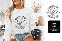 Moonlight Witch SVG - Spooky Season Crescent Moon Cut File Product Image 1