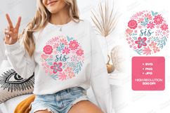 Sis Boho Floral Wreath Pink JPG Digital Art Design Product Image 1