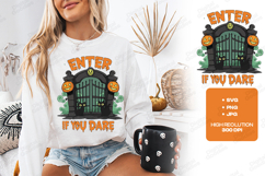 Enter If You Dare SVG - Halloween Haunted Gate Cat Cut File Product Image 2