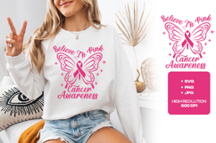 Believe In Pink SVG - Breast Cancer Butterfly Awareness Art Product Image 2