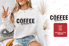 Coffee Queen SVG - Fun Caffeine Lover Retro Shirt Design Product Image 1