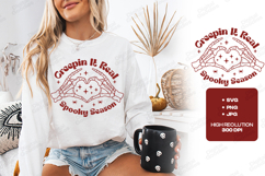 Creepin It Real SVG - Spooky Season Skeleton Heart Cut File Product Image 1