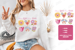 Choose Love Over Hate Boho Floral Hearts JPG Digital Design Product Image 2