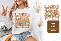 Be Kind With Your Friends Boho Floral JPG Digital Design Product Image 2