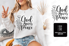 God Gives Peace Floral Quote SVG Design Christian Art Product Image 3
