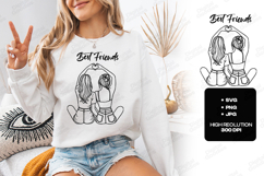 Best Friends Heart SVG | Bestie Line Art Friendship Design Product Image 2