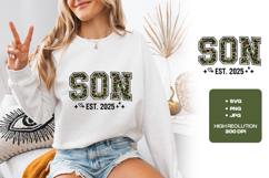 SON SVG - Est 2025 Camo Leopard Collegiate Boy Cut File Product Image 1