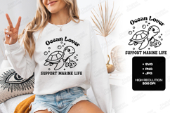 Ocean Lover SVG - Cute Sea Turtle Support Marine Life Design Product Image 3