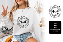 Aunt Sunflower SVG - Cute Floral Auntie Circle Design Product Image 1