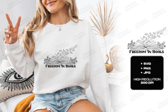 Freedom In Books Minimal Open Book Line Art Design Product Image 2