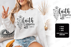 Faith Conquers All Floral Quote SVG Design Christian Art Product Image 3
