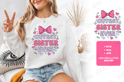 Cutest Sister Ever SVG - Colorful Retro Coquette Bow Design Product Image 3