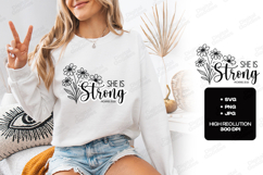 She Is Strong Floral Quote SVG Design Christian Art Product Image 3