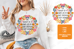 Quiet Strength SVG - Floral Wreath Inspirational Quote File Product Image 1