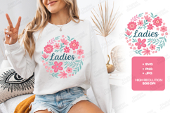 Ladies Boho Floral Wreath Pink JPG Digital Art Design Product Image 3