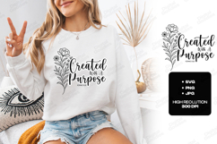 Created With A Purpose Floral Quote SVG Design Christian Art Product Image 3