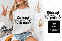 Queen Hoood SVG - Edgy Rock Style Skeleton Hand Shirt Design Product Image 1
