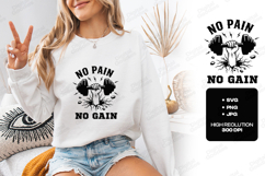 No Pain No Gain Gym Fitness Workout SVG Design Product Image 3