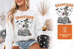 Graveyard SVG - Halloween Skeleton Ghost Tombstone Cut File Product Image 1