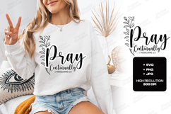 Pray Continually Floral Quote SVG Design Christian Art Product Image 3