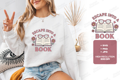 Escape Into A Book Open Book Reading Lover Shirt Design Product Image 2