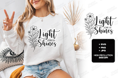 Light Shines Floral Quote SVG Design Christian Art Product Image 3