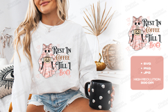Rest In Coffee Ghost SVG - Pink Spooky Coquette PNG Cut Product Image 2