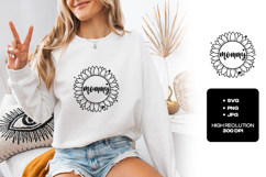 Mommy Sunflower SVG - Cute Floral Motherhood Circle Design Product Image 1