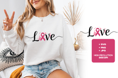 Love SVG - Breast Cancer Awareness Pink Ribbon Butterfly Art Product Image 1
